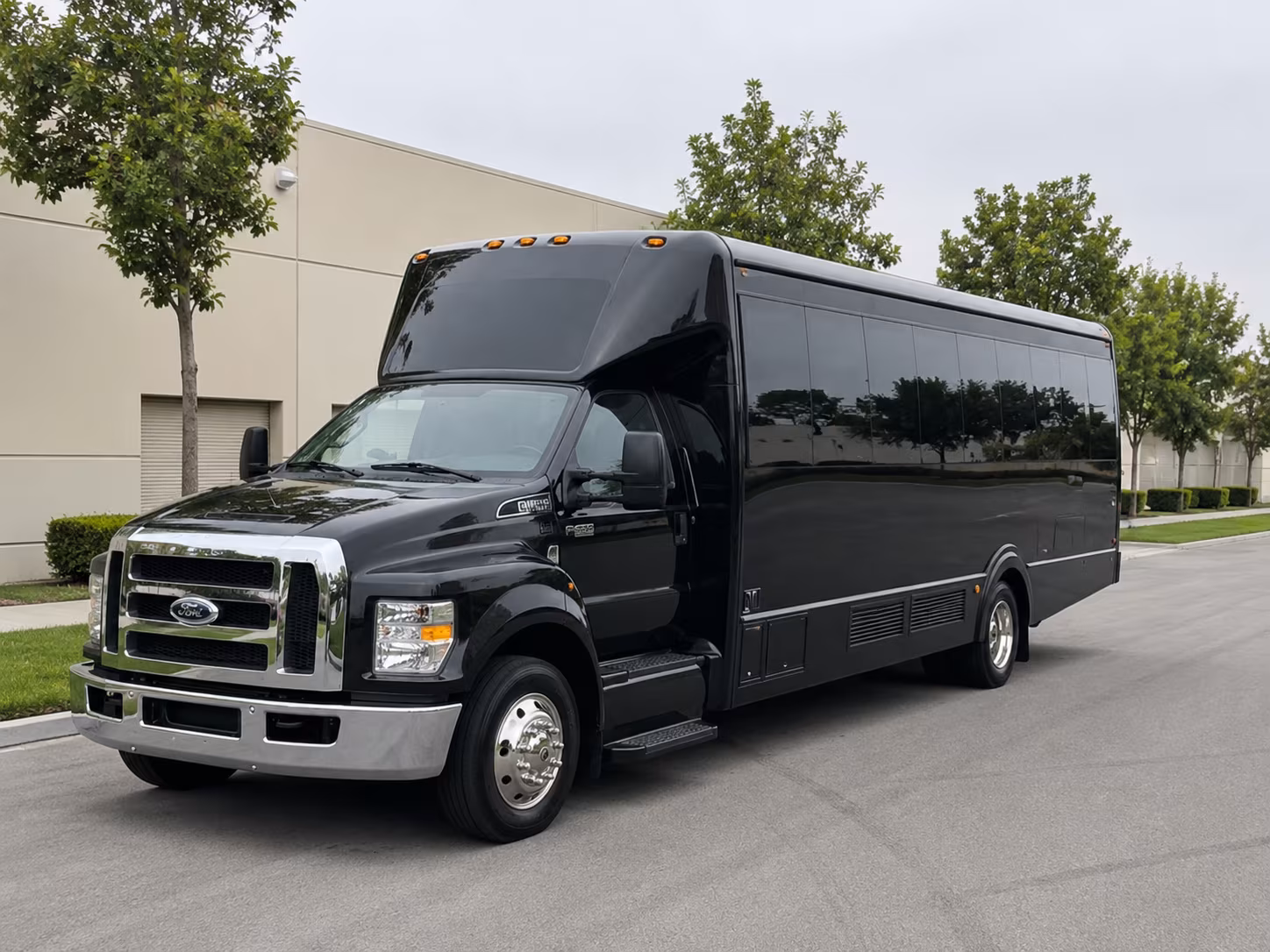 Group beside a Mercedes Sprinter limo in Davie