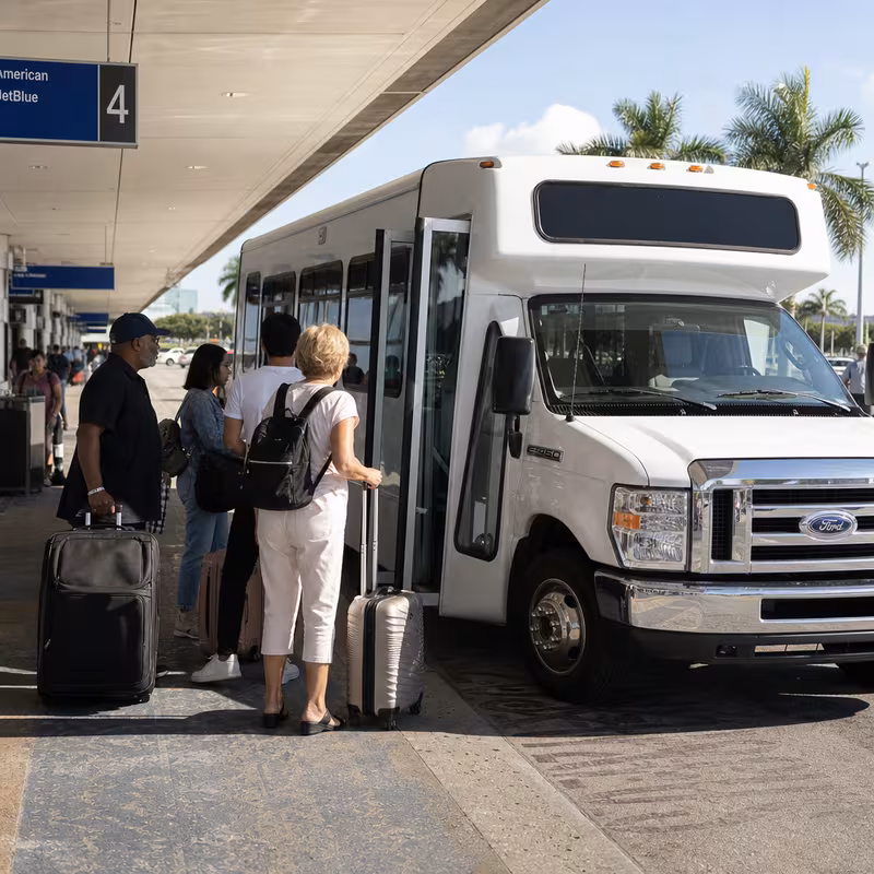Black Mercedes Sprinter van staged for an Davie Airport Transportation group