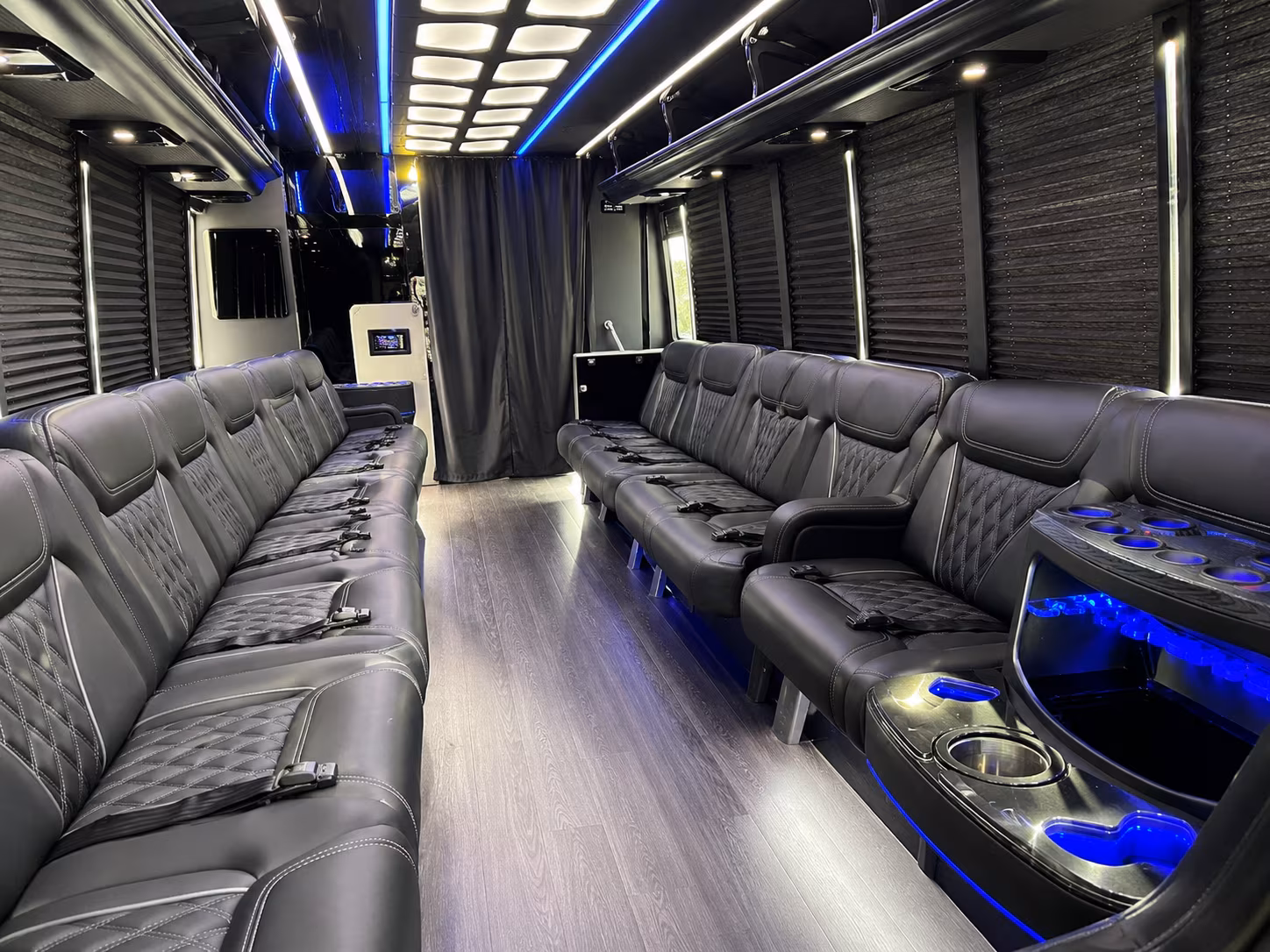 Davie Birthday, Sweet 16, & Quinceañera Transportation party bus interior