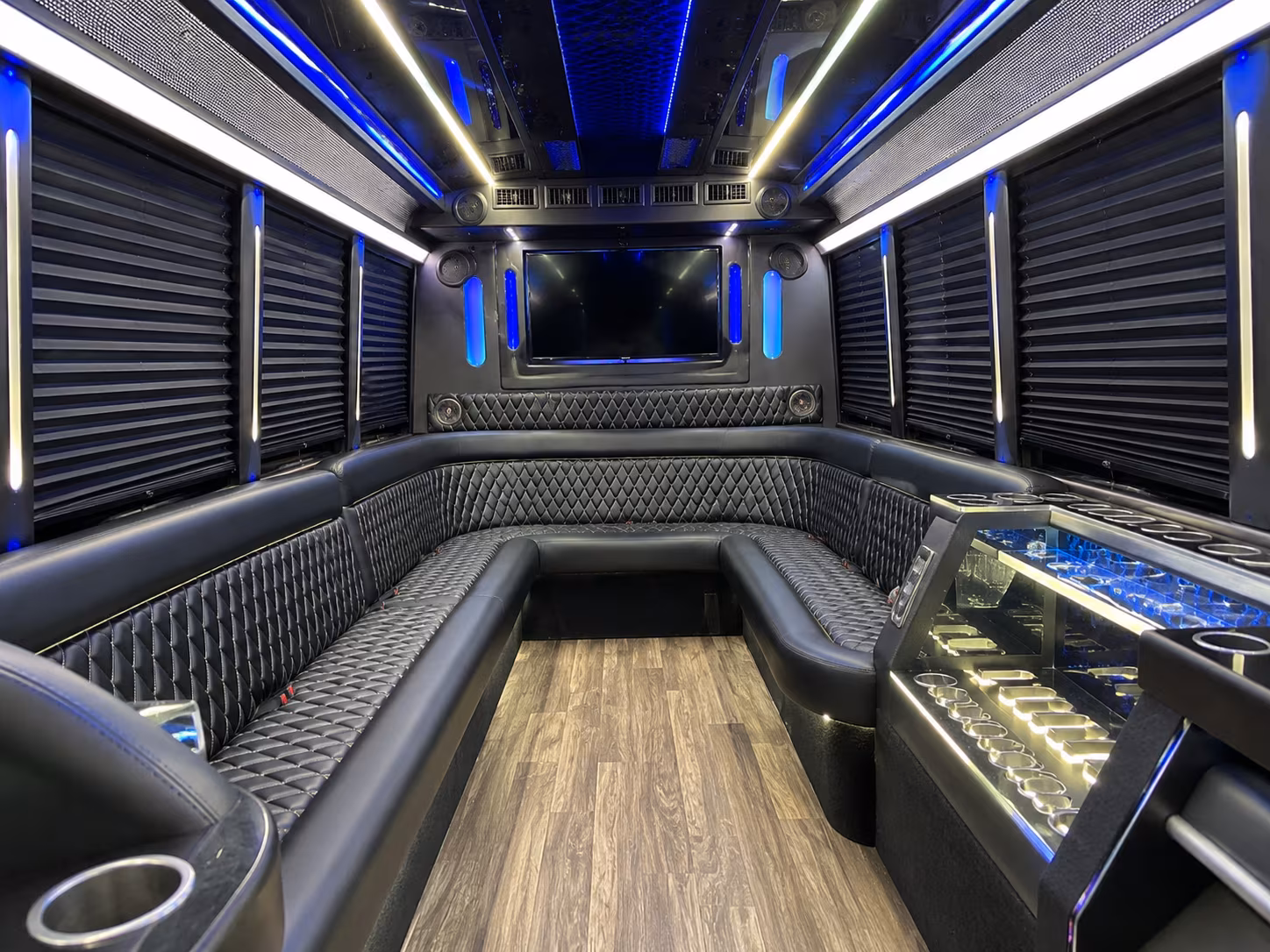 Davie Private Event Transportation party bus interior