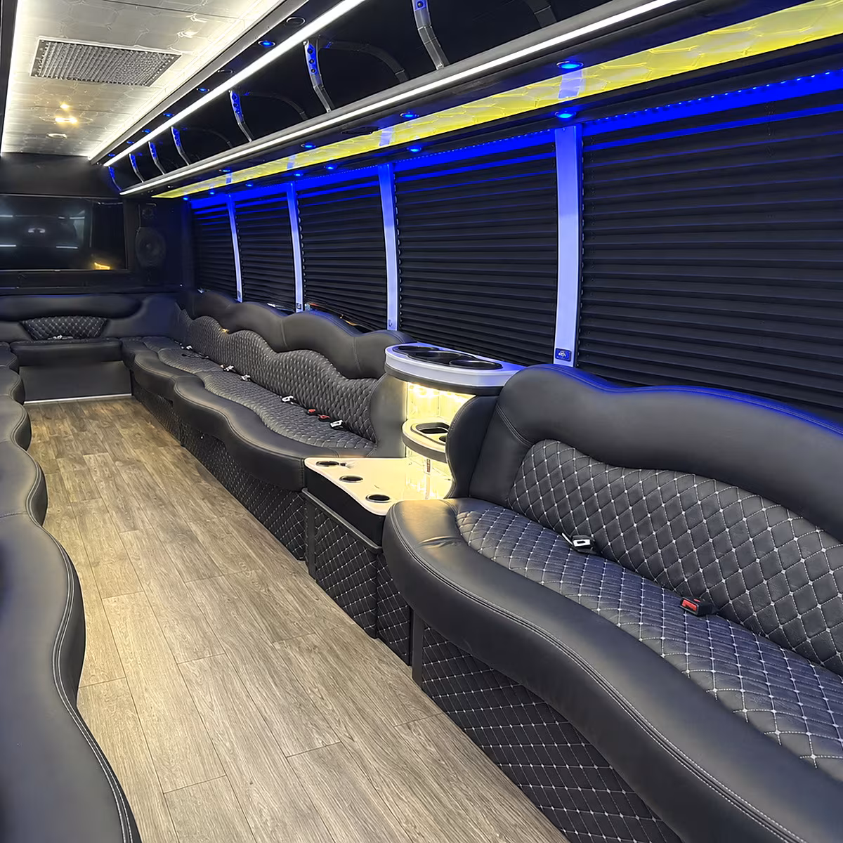 Davie Wedding Transportation party bus interior