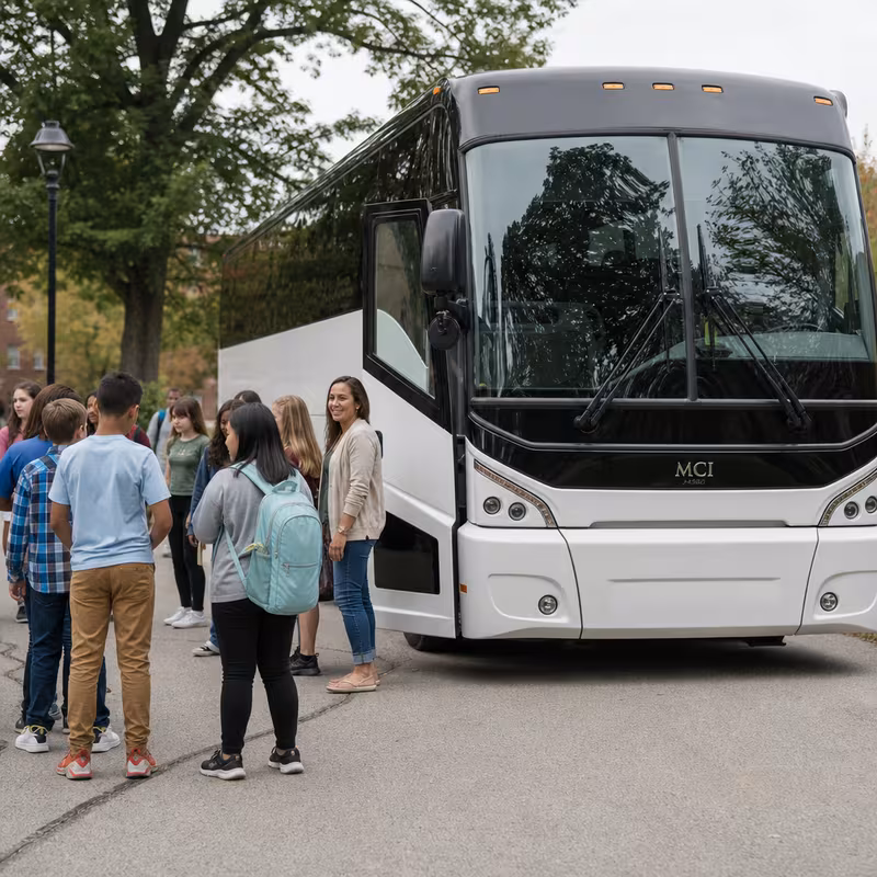 Black Mercedes Sprinter van staged for an Davie School Transportation group